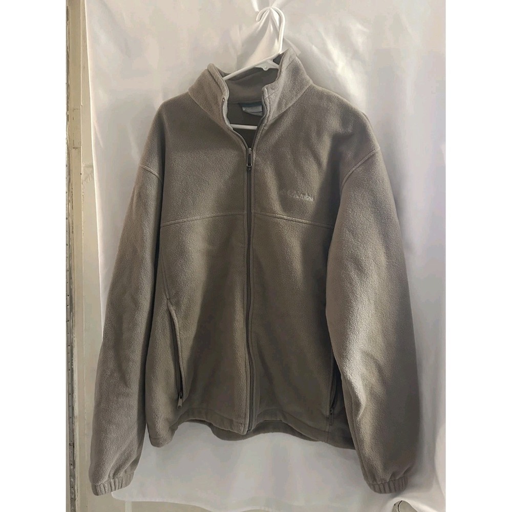 Columbia Beige Full Zip Wool Jacket, Size: Mens XL